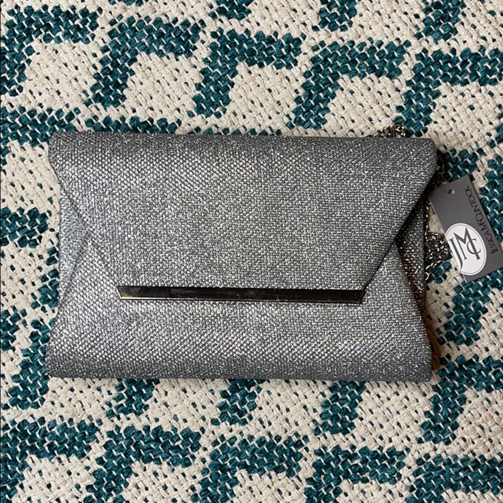 Jessica McClintock Silver clutch Brand New!